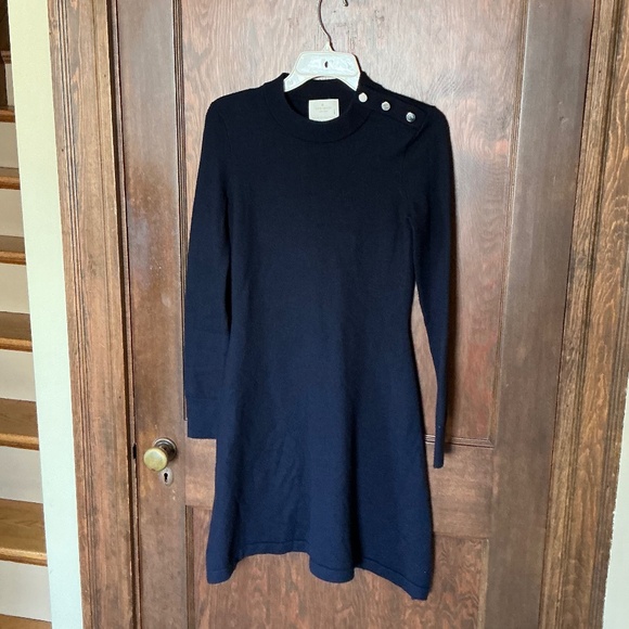 Kate Spade Fit and Flare Long Sleeve Knit Dress in Rich Navy Sz S EUC - Picture 1 of 9